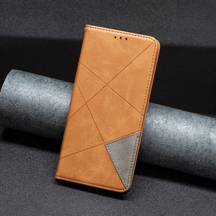 For iPhone 16 Plus Rhombus Texture Magnetic Leather Phone Case(Yellow) - iPhone 16 Plus Cases by PMC TechLife | Online Shopping South Africa | PMC TechLife | Buy Now Pay Later Mobicred