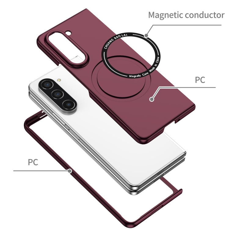 For Samsung Galaxy Z Fold5 Magsafe Magnetic Folding PC Phone Case(Wine Red) - Galaxy Z Fold5 Cases by PMC TechLife | Online Shopping South Africa | PMC TechLife
