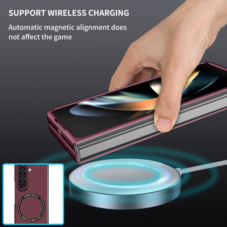 For Samsung Galaxy Z Fold5 Magsafe Magnetic Folding PC Phone Case(Wine Red) - Galaxy Z Fold5 Cases by PMC TechLife | Online Shopping South Africa | PMC TechLife