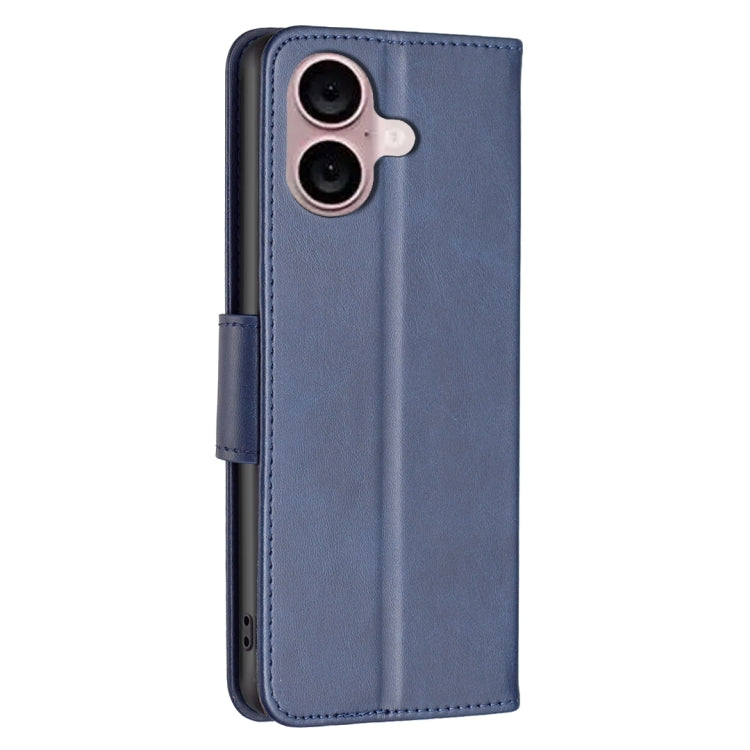 For iPhone 16 Lambskin Texture Pure Color Flip Leather Phone Case(Blue) - iPhone 16 Cases by PMC Jewellery | Online Shopping South Africa | PMC Jewellery | Buy Now Pay Later Mobicred