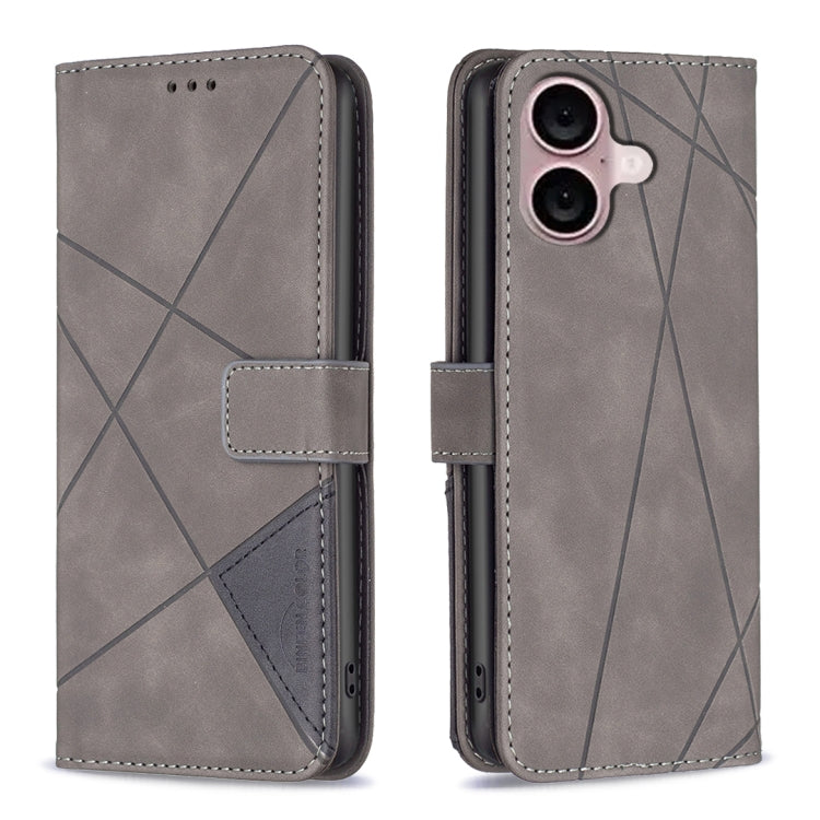 For iPhone 16 Plus Magnetic Buckle Rhombus Texture Leather Phone Case(Grey) - iPhone 16 Plus Cases by PMC Jewellery | Online Shopping South Africa | PMC Jewellery | Buy Now Pay Later Mobicred