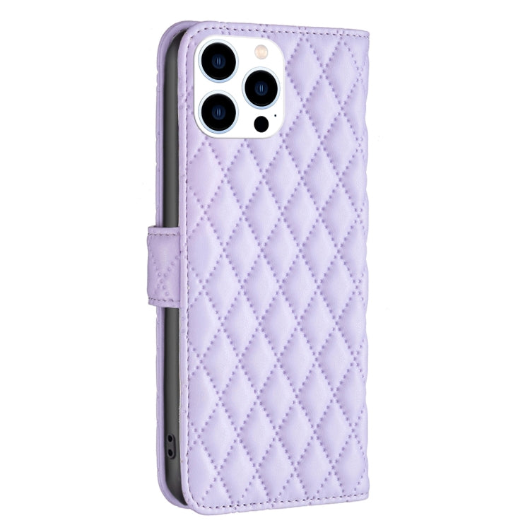 For iPhone 16 Pro Diamond Lattice Wallet Flip Leather Phone Case(Purple) - iPhone 16 Pro Cases by PMC TechLife | Online Shopping South Africa | PMC TechLife | Buy Now Pay Later Mobicred