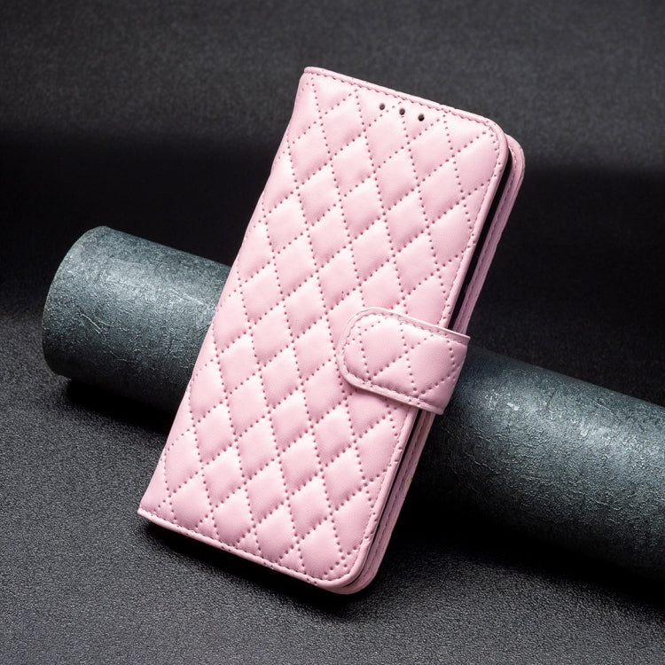 For iPhone 16 Diamond Lattice Wallet Flip Leather Phone Case(Pink) - iPhone 16 Cases by PMC TechLife | Online Shopping South Africa | PMC TechLife | Buy Now Pay Later Mobicred