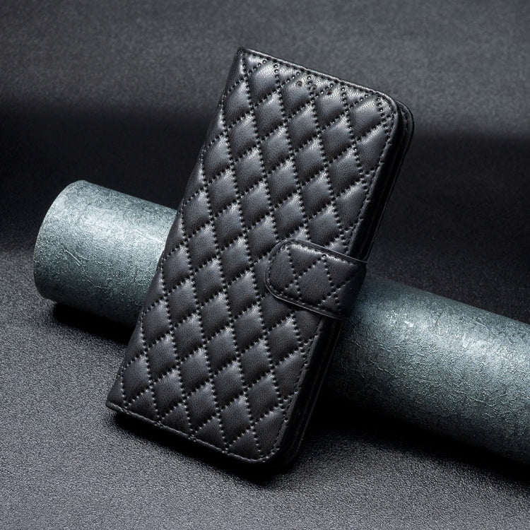 For iPhone 16 Diamond Lattice Wallet Flip Leather Phone Case(Black) - iPhone 16 Cases by PMC TechLife | Online Shopping South Africa | PMC TechLife | Buy Now Pay Later Mobicred