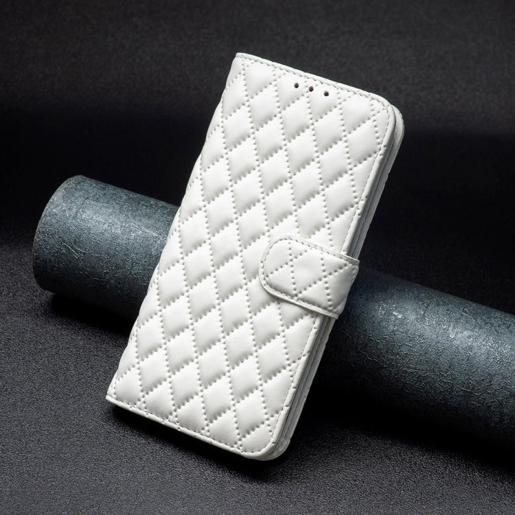 For iPhone 16 Plus Diamond Lattice Wallet Flip Leather Phone Case(White) - iPhone 16 Plus Cases by PMC Jewellery | Online Shopping South Africa | PMC Jewellery | Buy Now Pay Later Mobicred