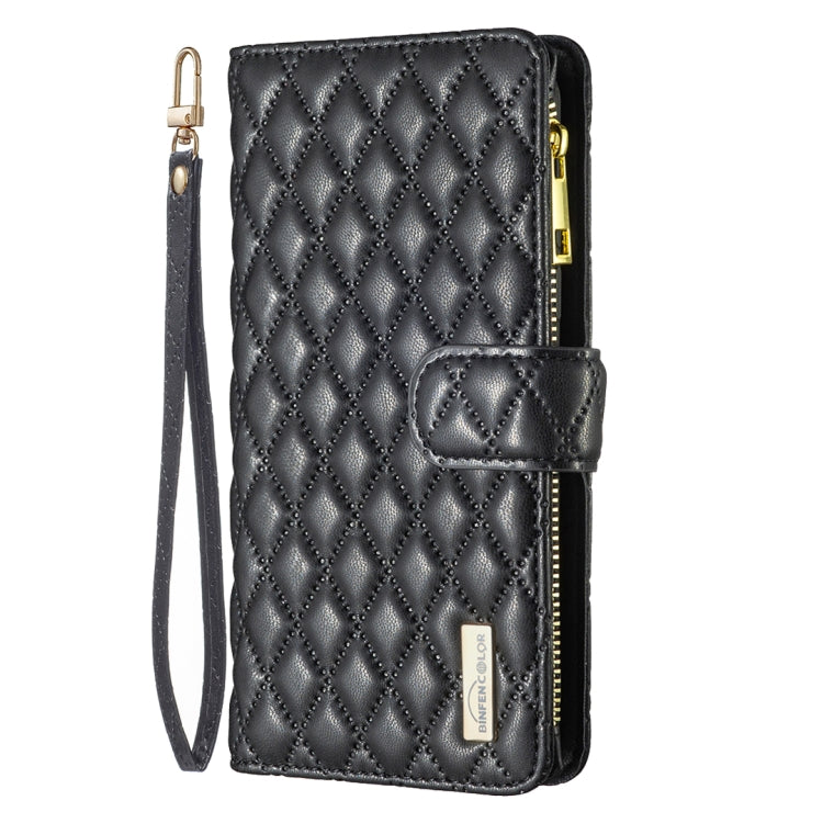 For iPhone 16 Pro Max Diamond Lattice Zipper Wallet Leather Flip Phone Case(Black) - iPhone 16 Pro Max Cases by PMC Jewellery | Online Shopping South Africa | PMC Jewellery | Buy Now Pay Later Mobicred