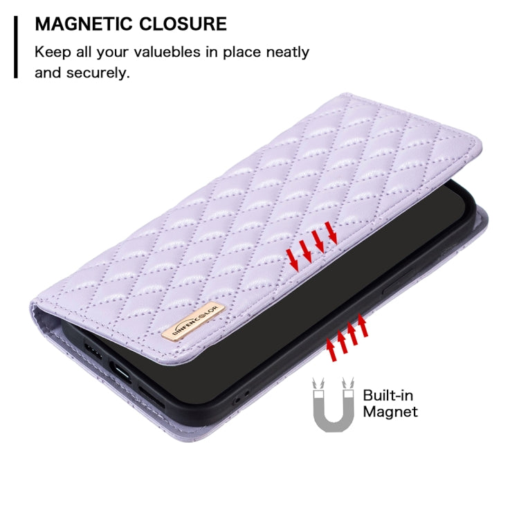 For iPhone 16 Pro Diamond Lattice Magnetic Leather Flip Phone Case(Purple) - iPhone 16 Pro Cases by PMC Jewellery | Online Shopping South Africa | PMC Jewellery | Buy Now Pay Later Mobicred