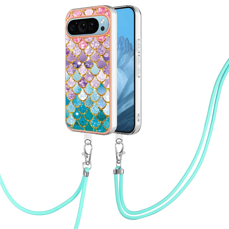 For Google Pixel 9 / 9 Pro Electroplating IMD TPU Phone Case with Lanyard(Colorful Scales) - Google Cases by PMC TechLife | Online Shopping South Africa | PMC TechLife | Buy Now Pay Later Mobicred