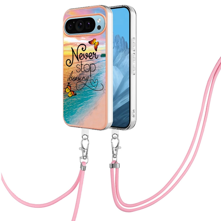 For Google Pixel 9 / 9 Pro Electroplating IMD TPU Phone Case with Lanyard(Dream Butterfly) - Google Cases by PMC Jewellery | Online Shopping South Africa | PMC Jewellery | Buy Now Pay Later Mobicred