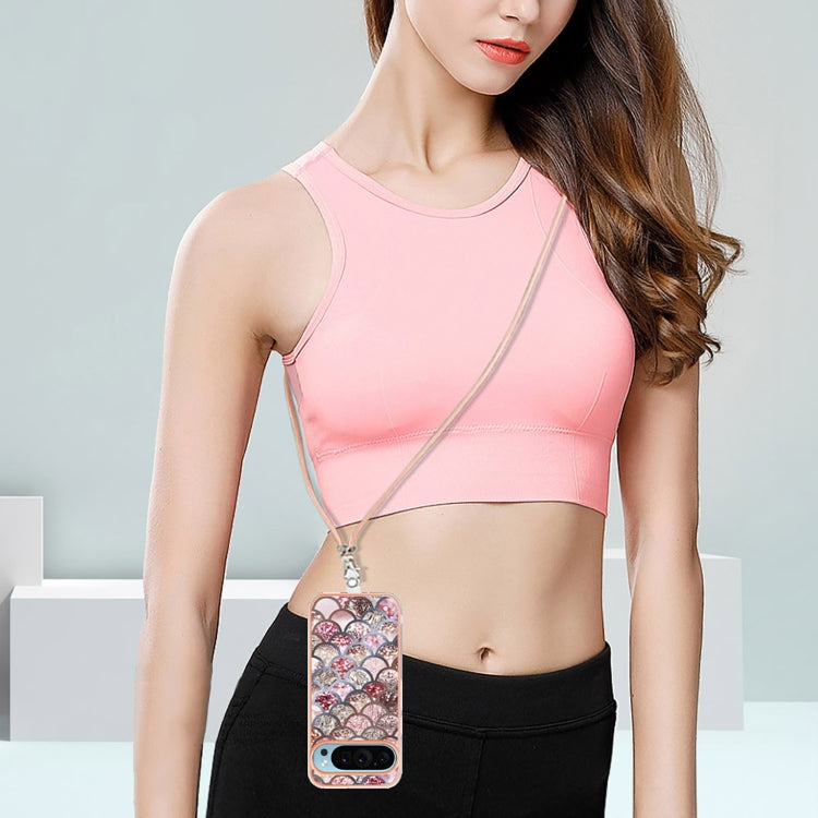 For Google Pixel 9 Pro XL Electroplating IMD TPU Phone Case with Lanyard(Pink Scales) - Google Cases by PMC TechLife | Online Shopping South Africa | PMC TechLife | Buy Now Pay Later Mobicred