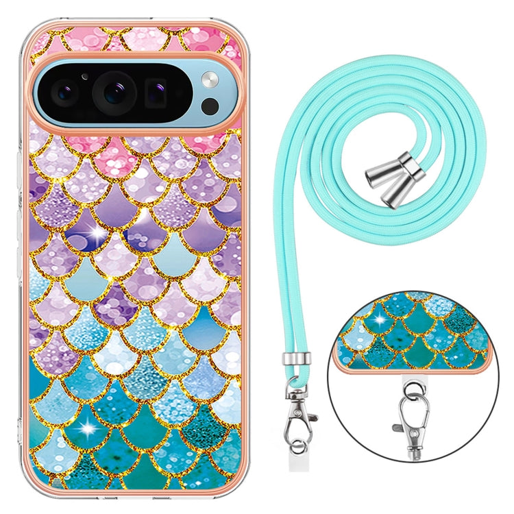 For Google Pixel 9 Pro XL Electroplating IMD TPU Phone Case with Lanyard(Colorful Scales) - Google Cases by PMC Jewellery | Online Shopping South Africa | PMC Jewellery | Buy Now Pay Later Mobicred