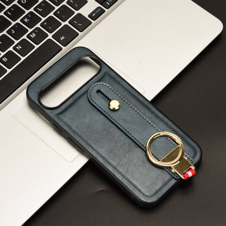 For Google Pixel 9 Pro Wristband Leather Back Phone Case(Blue) - Google Cases by PMC TechLife | Online Shopping South Africa | PMC TechLife | Buy Now Pay Later Mobicred