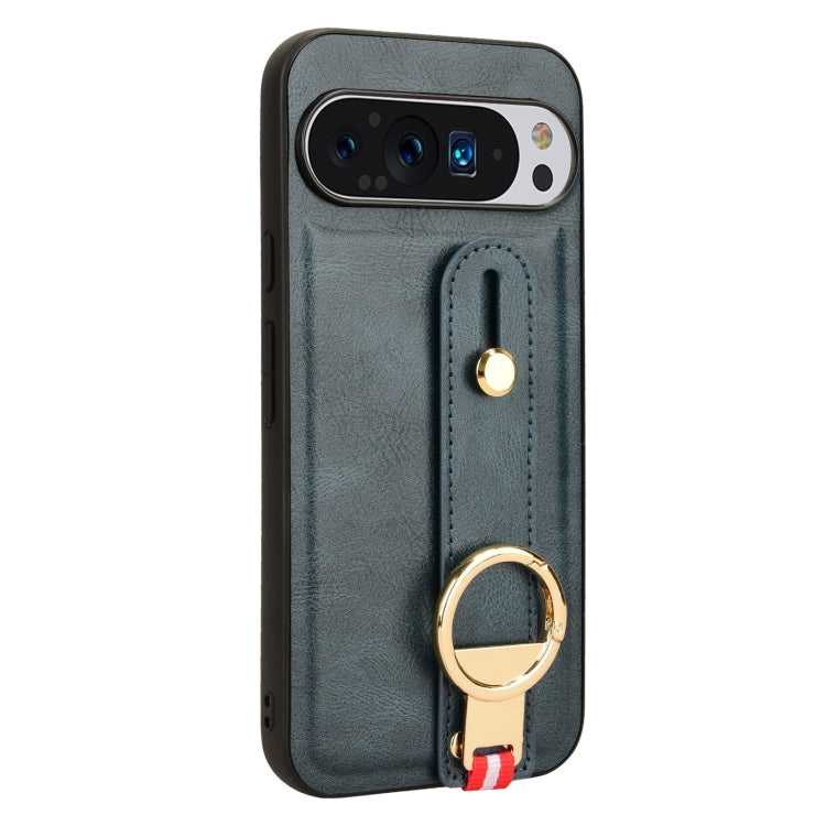 For Google Pixel 9 Pro Wristband Leather Back Phone Case(Blue) - Google Cases by PMC TechLife | Online Shopping South Africa | PMC TechLife | Buy Now Pay Later Mobicred
