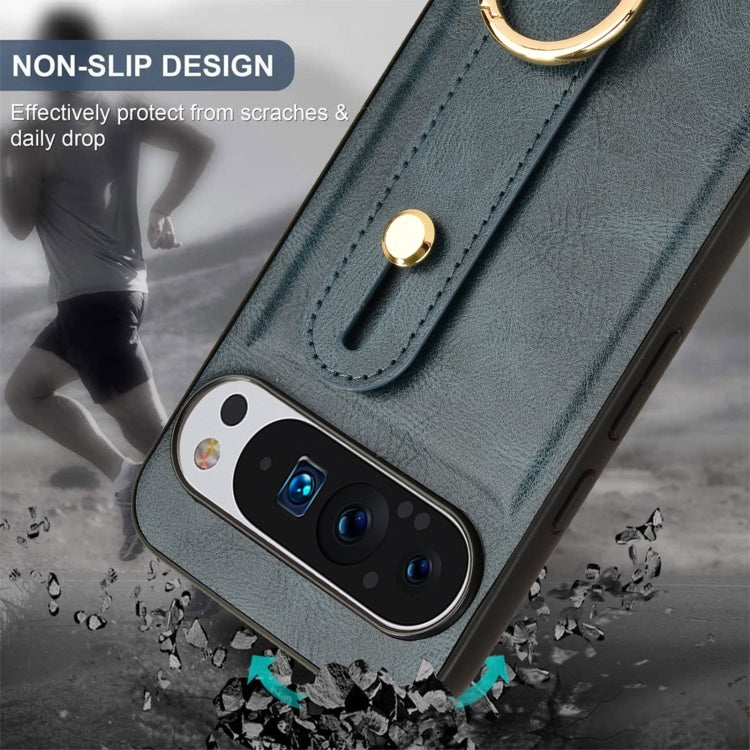 For Google Pixel 9 Wristband Leather Back Phone Case(Blue) - Google Cases by PMC TechLife | Online Shopping South Africa | PMC TechLife | Buy Now Pay Later Mobicred