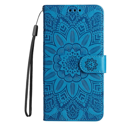 For Google Pixel 9 Pro Embossed Sunflower Leather Phone Case(Blue) - Google Cases by PMC Jewellery | Online Shopping South Africa | PMC Jewellery | Buy Now Pay Later Mobicred