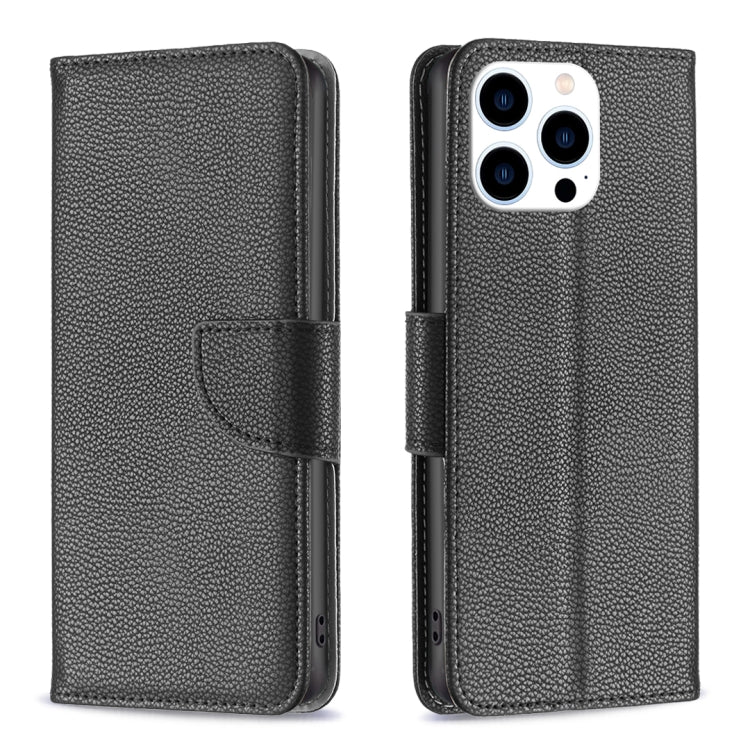 For iPhone 16 Pro Litchi Texture Pure Color Flip Leather Phone Case(Black) - iPhone 16 Pro Cases by PMC Jewellery | Online Shopping South Africa | PMC Jewellery | Buy Now Pay Later Mobicred