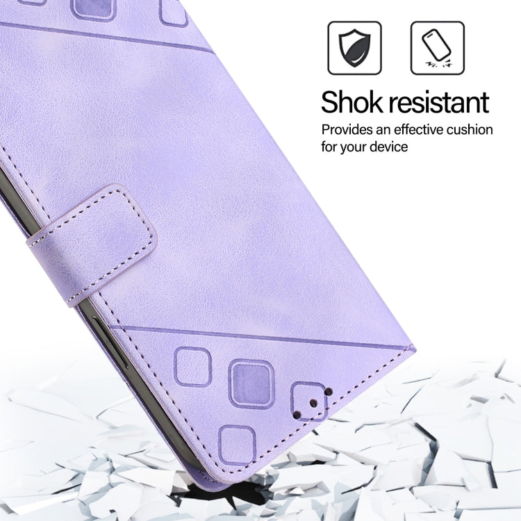 For iPhone 16 Pro Max Skin-feel Embossed Leather Phone Case(Light Purple) - iPhone 16 Pro Max Cases by PMC Jewellery | Online Shopping South Africa | PMC Jewellery | Buy Now Pay Later Mobicred