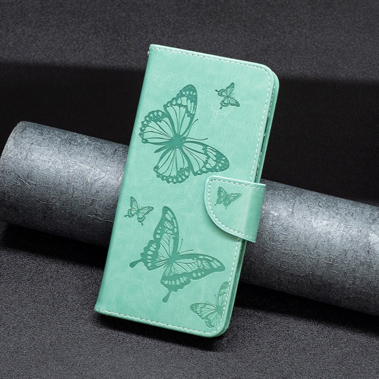 For iPhone 16 Pro Max Embossing Two Butterflies Pattern Leather Phone Case(Green) - iPhone 16 Pro Max Cases by PMC TechLife | Online Shopping South Africa | PMC TechLife | Buy Now Pay Later Mobicred
