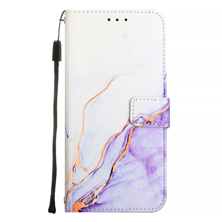For iPhone 16 Pro Max PT003 Marble Pattern Flip Leather Phone Case(White Purple) - iPhone 16 Pro Max Cases by PMC TechLife | Online Shopping South Africa | PMC TechLife | Buy Now Pay Later Mobicred