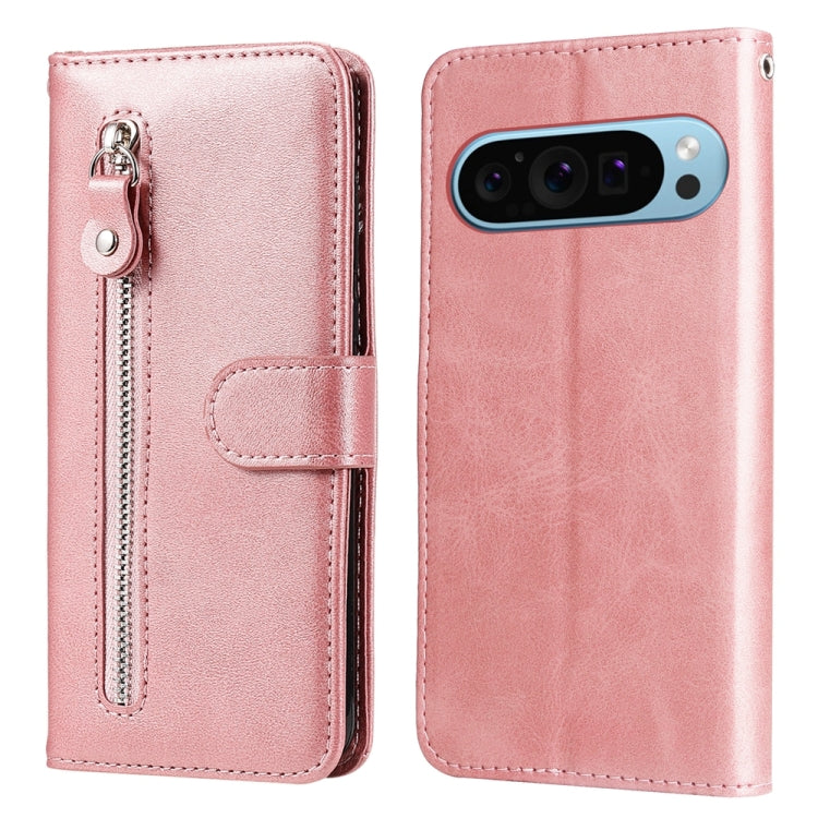 For Google Pixel 9 Fashion Calf Texture Zipper Leather Phone Case(Rose Gold) - Google Cases by PMC Jewellery | Online Shopping South Africa | PMC Jewellery | Buy Now Pay Later Mobicred