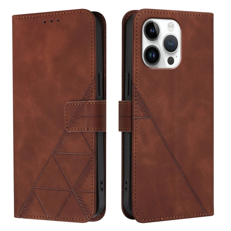 For iPhone 16 Pro Max Crossbody 3D Embossed Flip Leather Phone Case(Brown) - iPhone 16 Pro Max Cases by PMC Jewellery | Online Shopping South Africa | PMC Jewellery | Buy Now Pay Later Mobicred