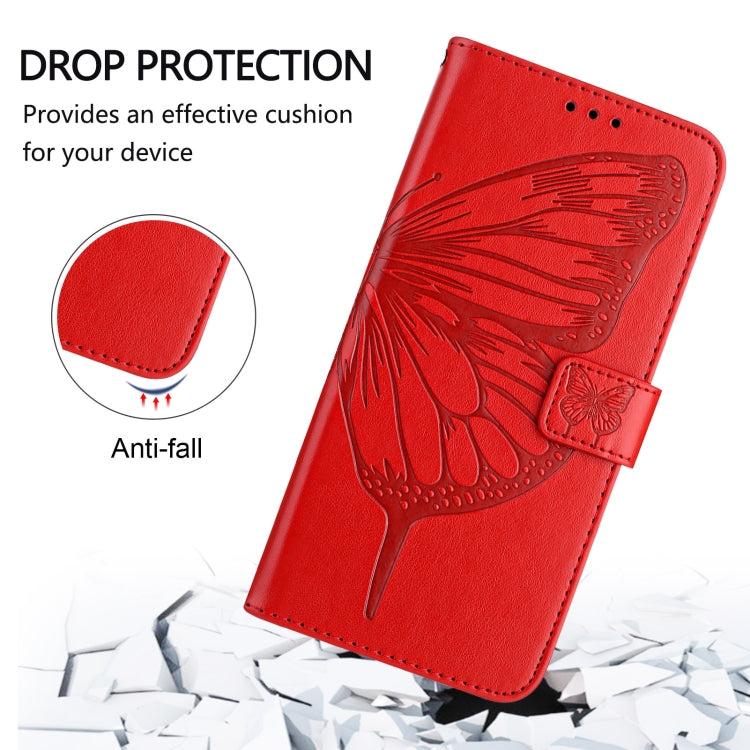 For iPhone 16 Pro Embossed Butterfly Leather Phone Case(Red) - iPhone 16 Pro Cases by PMC Jewellery | Online Shopping South Africa | PMC Jewellery | Buy Now Pay Later Mobicred