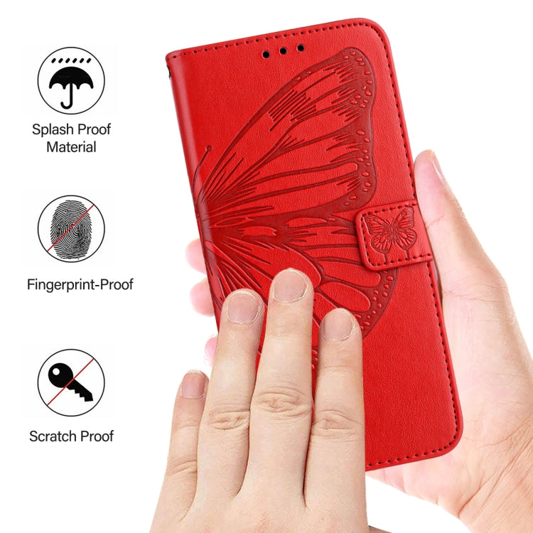 For iPhone 16 Pro Embossed Butterfly Leather Phone Case(Red) - iPhone 16 Pro Cases by PMC Jewellery | Online Shopping South Africa | PMC Jewellery | Buy Now Pay Later Mobicred