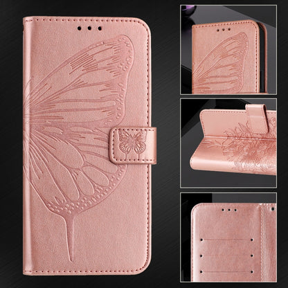 For iPhone 16 Pro Embossed Butterfly Leather Phone Case(Rose Gold) - iPhone 16 Pro Cases by PMC Jewellery | Online Shopping South Africa | PMC Jewellery | Buy Now Pay Later Mobicred