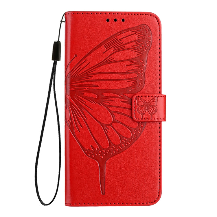 For iPhone 16 Plus Embossed Butterfly Leather Phone Case(Red) - iPhone 16 Plus Cases by PMC TechLife | Online Shopping South Africa | PMC TechLife | Buy Now Pay Later Mobicred