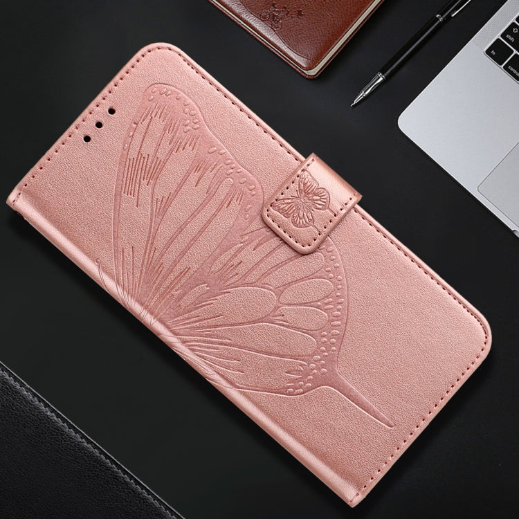 For iPhone 16 Plus Embossed Butterfly Leather Phone Case(Rose Gold) - iPhone 16 Plus Cases by PMC TechLife | Online Shopping South Africa | PMC TechLife | Buy Now Pay Later Mobicred