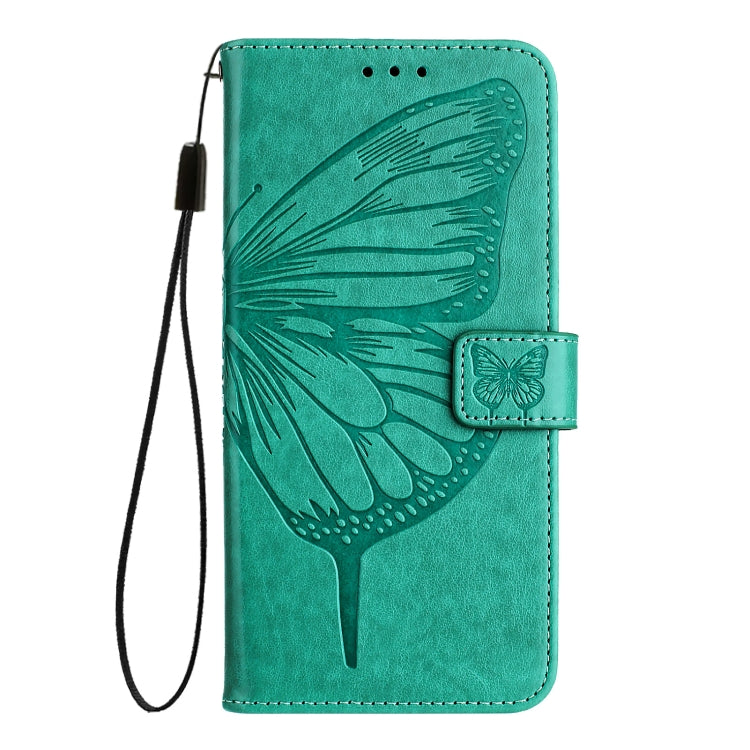 For iPhone 16 Plus Embossed Butterfly Leather Phone Case(Green) - iPhone 16 Plus Cases by PMC TechLife | Online Shopping South Africa | PMC TechLife | Buy Now Pay Later Mobicred