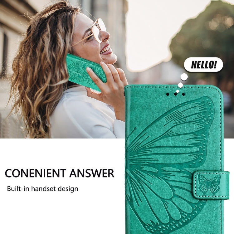 For iPhone 16 Plus Embossed Butterfly Leather Phone Case(Green) - iPhone 16 Plus Cases by PMC TechLife | Online Shopping South Africa | PMC TechLife | Buy Now Pay Later Mobicred