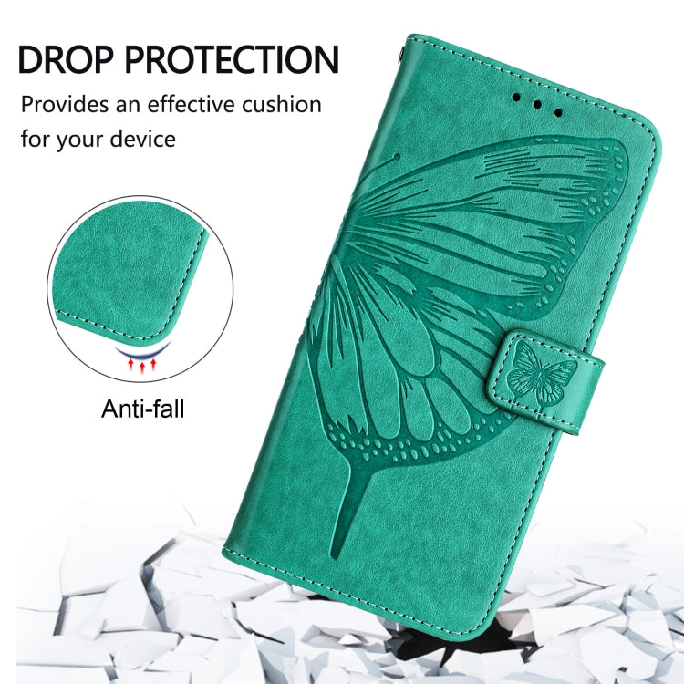 For iPhone 16 Embossed Butterfly Leather Phone Case(Green) - iPhone 16 Cases by PMC Jewellery | Online Shopping South Africa | PMC Jewellery | Buy Now Pay Later Mobicred