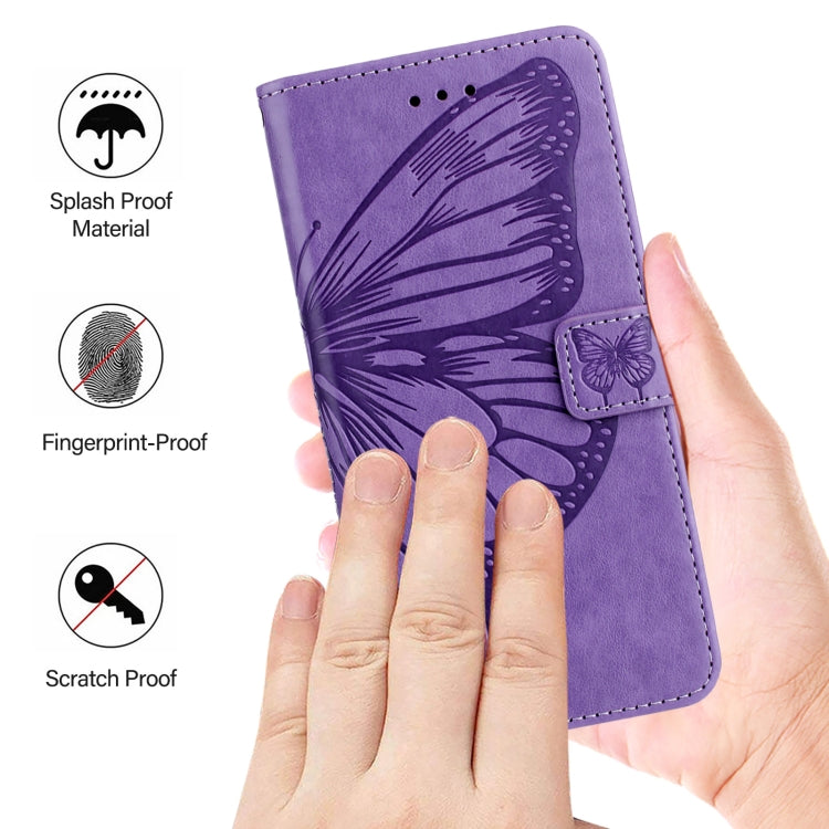 For iPhone 16 Embossed Butterfly Leather Phone Case(Light Purple) - iPhone 16 Cases by PMC Jewellery | Online Shopping South Africa | PMC Jewellery | Buy Now Pay Later Mobicred