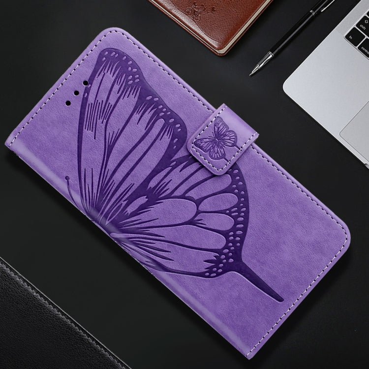 For iPhone 16 Embossed Butterfly Leather Phone Case(Light Purple) - iPhone 16 Cases by PMC Jewellery | Online Shopping South Africa | PMC Jewellery | Buy Now Pay Later Mobicred