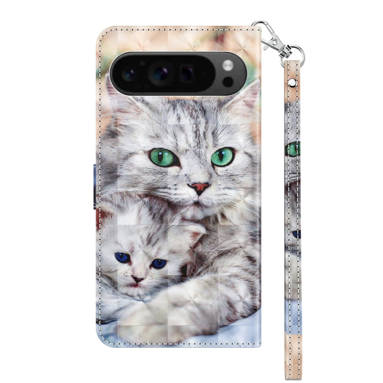 For Google Pixel 9 Pro 3D Painted Pattern Leather Phone Case(Two Loving Cats) - Google Cases by PMC Jewellery | Online Shopping South Africa | PMC Jewellery | Buy Now Pay Later Mobicred