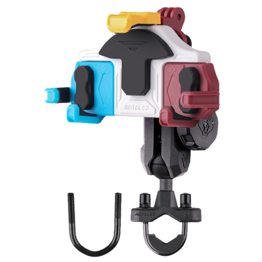 MOTOSLG Crab Motorcycle Phone Clamp Bracket U-Type Headbar Mount with Anti-theft Lock(Blue White Red) - Holder by MOTOLSG | Online Shopping South Africa | PMC Jewellery | Buy Now Pay Later Mobicred