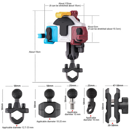 MOTOSLG Crab Motorcycle Phone Clamp Bracket L-Type Rear Mirror Mount(Black) - Holder by MOTOLSG | Online Shopping South Africa | PMC Jewellery | Buy Now Pay Later Mobicred