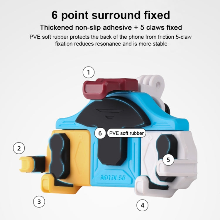 MOTOSLG Crab Motorcycle Phone Clamp Bracket U-Type Headbar Mount with Anti-theft Lock(Yellow Blue White) - Holder by MOTOLSG | Online Shopping South Africa | PMC Jewellery | Buy Now Pay Later Mobicred