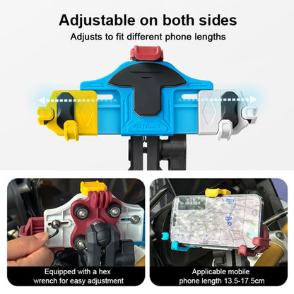 MOTOSLG Crab Motorcycle Phone Clamp Bracket U-Type Headbar Mount with Anti-theft Lock(Yellow Blue White) - Holder by MOTOLSG | Online Shopping South Africa | PMC Jewellery | Buy Now Pay Later Mobicred