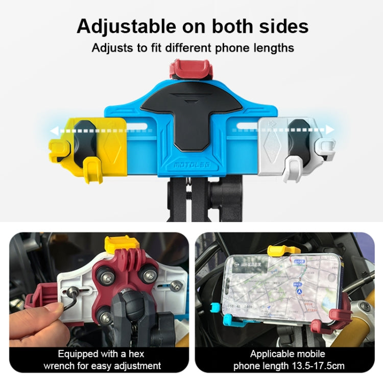 MOTOSLG Crab Motorcycle Phone Clamp Bracket L-Type Rear Mirror Mount with Anti-theft Lock(Blue White Red) - Holder by MOTOLSG | Online Shopping South Africa | PMC Jewellery | Buy Now Pay Later Mobicred