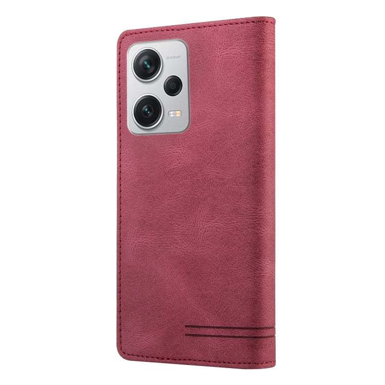 For Xiaomi Redmi Note 12 Pro+ India Skin Feel Anti-theft Brush Horizontal Flip Leather Case with Holder(Wine Red) - Xiaomi Cases by PMC Jewellery | Online Shopping South Africa | PMC Jewellery | Buy Now Pay Later Mobicred