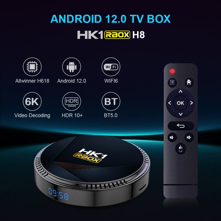 HK1RBOX H8-H618 Android 12.0 Allwinner H618 Quad Core Smart TV Box, Memory:4GB+64GB(AU Plug) - Allwinner H6 by PMC Jewellery | Online Shopping South Africa | PMC Jewellery | Buy Now Pay Later Mobicred