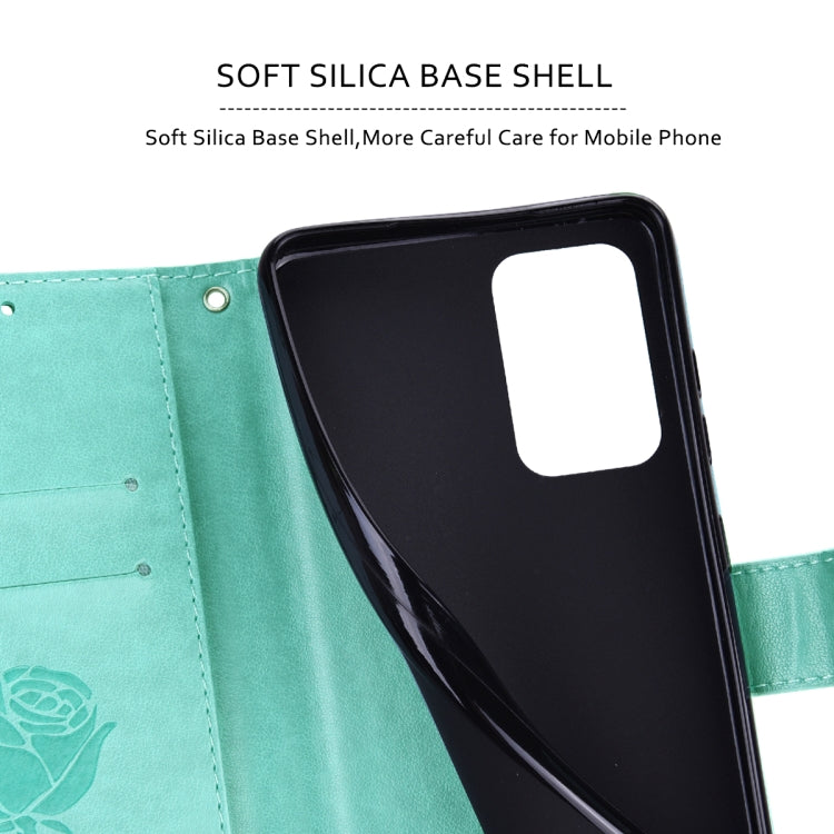 For Xiaomi Redmi Note 12 Pro 5G Global Rose Embossed Flip PU Leather Phone Case(Green) - Xiaomi Cases by PMC TechLife | Online Shopping South Africa | PMC TechLife | Buy Now Pay Later Mobicred