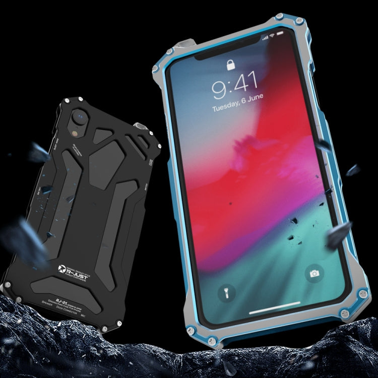 For iPhone XS Max R-JUST Shockproof Armor Metal Protective Case(Blue) - free shipping - PMC TechLife - Order now!
