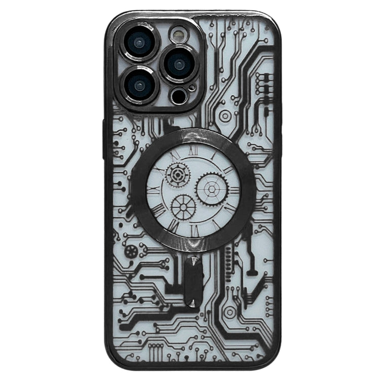 For iPhone 12 Pro Max Electroplated Circuit Board Pattern MagSafe Phone Case(Black) - iPhone 12 Pro Max Cases by PMC Jewellery | Online Shopping South Africa | PMC Jewellery