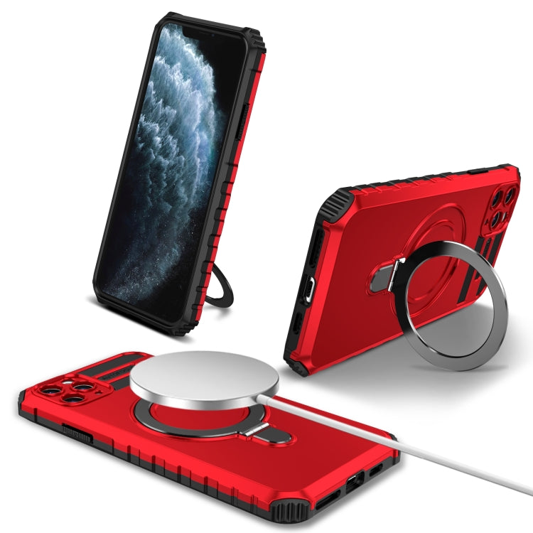 For iPhone 11 Pro MagSafe Magnetic Holder Phone Case(Red) - iPhone 11 Pro Cases by PMC TechLife | Online Shopping South Africa | PMC TechLife