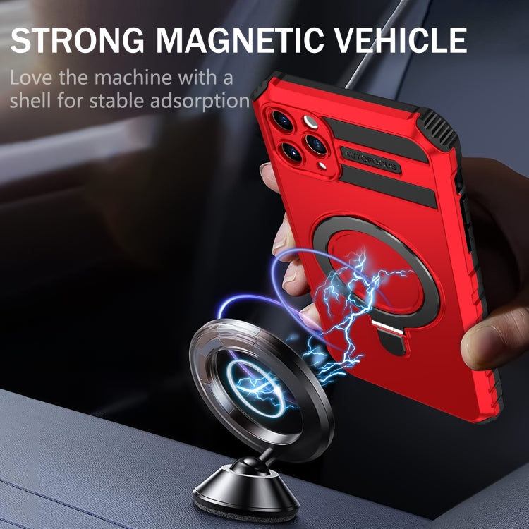 For iPhone 11 Pro MagSafe Magnetic Holder Phone Case(Red) - iPhone 11 Pro Cases by PMC TechLife | Online Shopping South Africa | PMC TechLife