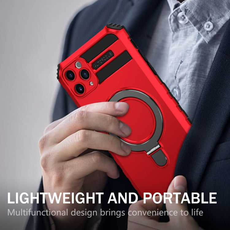 For iPhone 11 Pro MagSafe Magnetic Holder Phone Case(Red) - iPhone 11 Pro Cases by PMC TechLife | Online Shopping South Africa | PMC TechLife