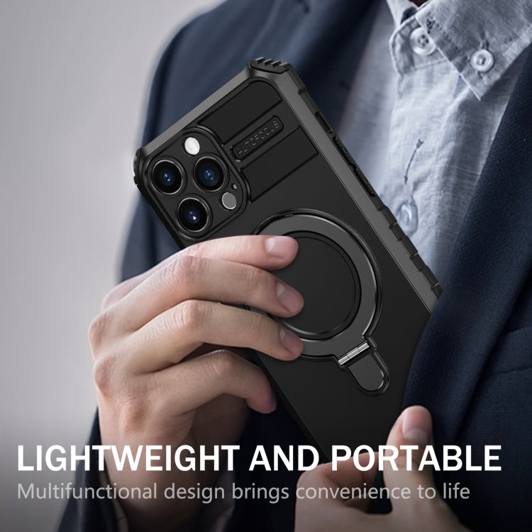 For iPhone 13 Pro Max MagSafe Magnetic Holder Phone Case(Black) - iPhone 13 Pro Max Cases by PMC TechLife | Online Shopping South Africa | PMC TechLife